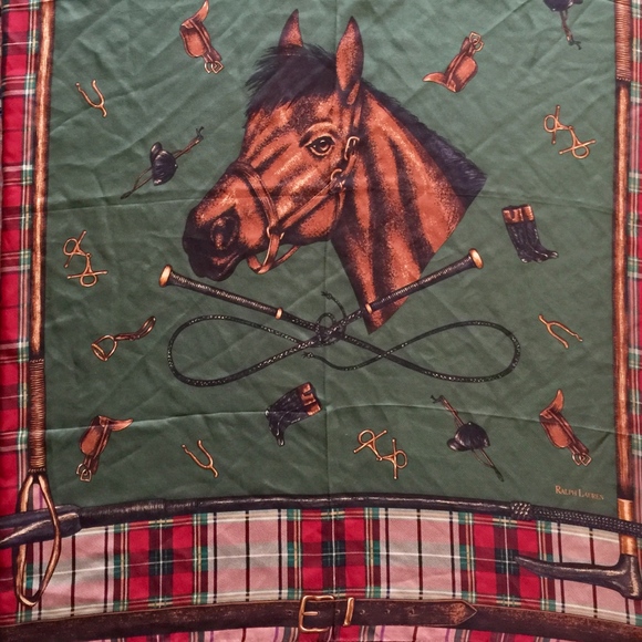 Ralph Lauren Accessories - Vintage Ralph Lauren Equestrian Themed Silk Scarf